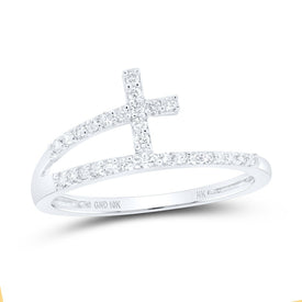 10K White Gold Diamond Gift Cross Ring 1/6 Cttw - Splendid Jewellery