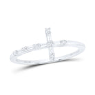 10K White Gold Diamond Gift Cross Ring 1/8 Cttw - Splendid Jewellery