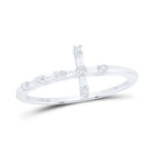 10K White Gold Diamond Gift Cross Ring 1/8 Cttw - Splendid Jewellery