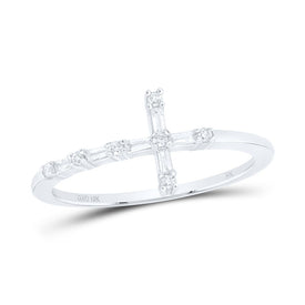 10K White Gold Diamond Gift Cross Ring 1/8 Cttw - Splendid Jewellery