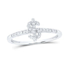 10K White Gold Diamond Gift Dollar Sign Ring 1/5 Cttw - Splendid Jewellery