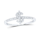 10K White Gold Diamond Gift Dollar Sign Ring 1/5 Cttw - Splendid Jewellery