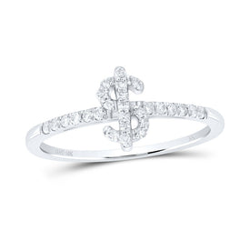 10K White Gold Diamond Gift Dollar Sign Ring 1/5 Cttw - Splendid Jewellery