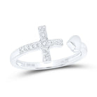10K White Gold Diamond Gift Heart Cross Ring 1/10 Cttw - Splendid Jewellery