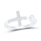 10K White Gold Diamond Gift Heart Cross Ring 1/10 Cttw - Splendid Jewellery