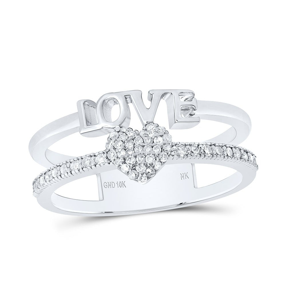 10K White Gold Diamond Gift Heart Love Ring 1/5 Cttw - Splendid Jewellery