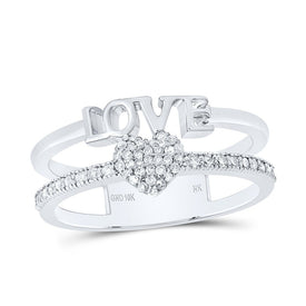 10K White Gold Diamond Gift Heart Love Ring 1/5 Cttw - Splendid Jewellery