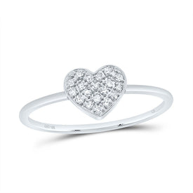 10K White Gold Diamond Gift Heart Ring 1/10 Cttw - Splendid Jewellery