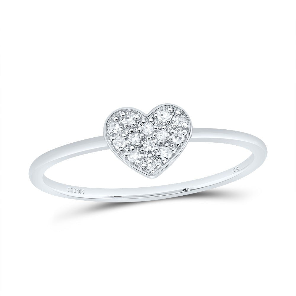 10K White Gold Diamond Gift Heart Ring 1/12 Cttw - Splendid Jewellery