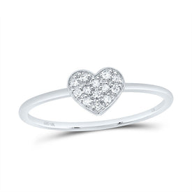 10K White Gold Diamond Gift Heart Ring 1/12 Cttw - Splendid Jewellery