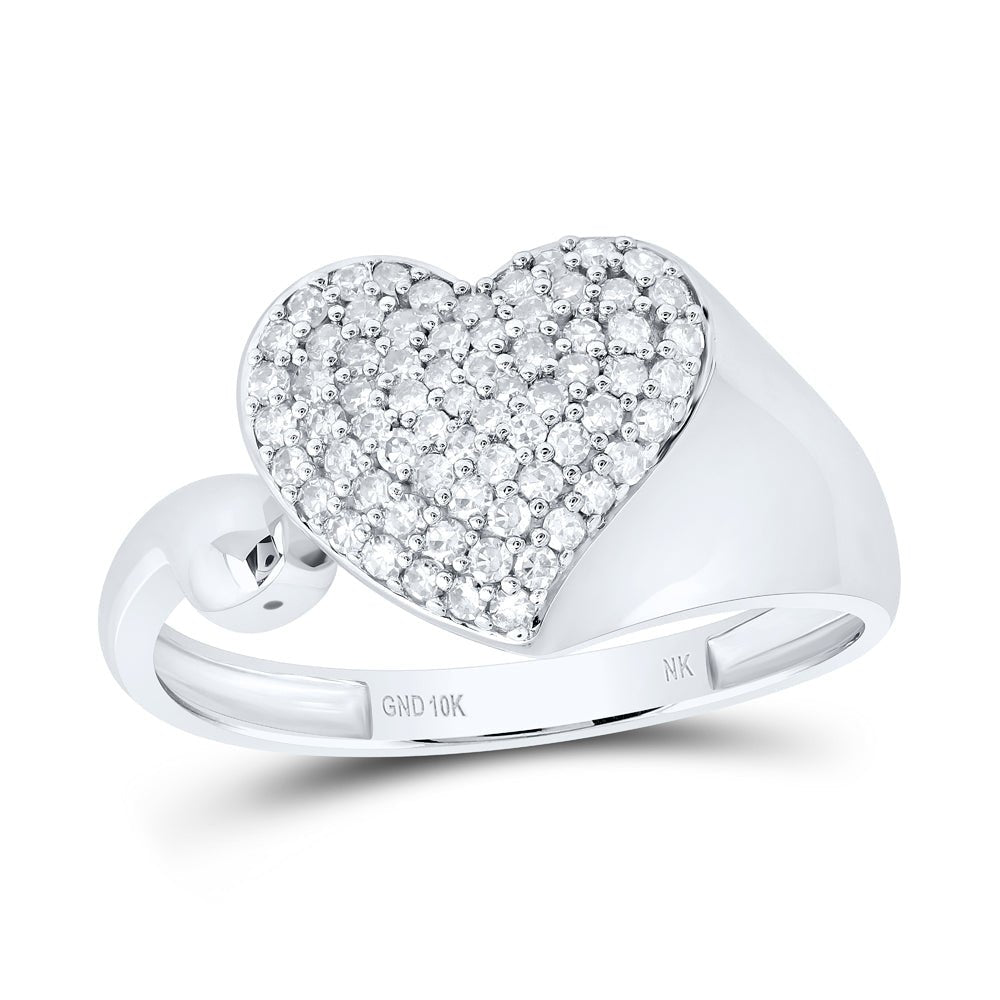10K White Gold Diamond Gift Heart Ring 1/3 Cttw - Splendid Jewellery