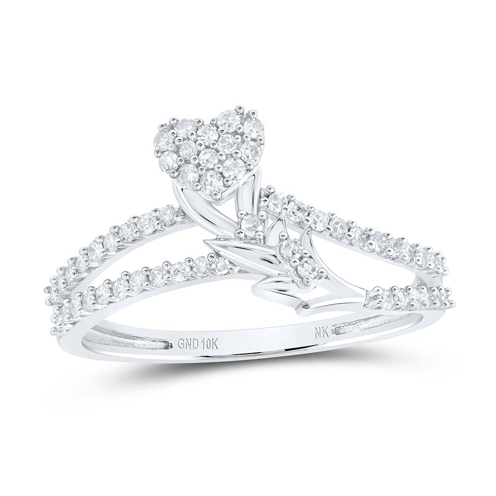 10K White Gold Diamond Gift Heart Ring 1/4 Cttw - Splendid Jewellery