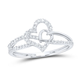 10K White Gold Diamond Gift Heart Ring 1/5 Cttw - Splendid Jewellery