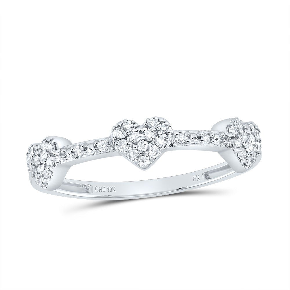 10K White Gold Diamond Gift Heart Ring 1/6 Cttw - Splendid Jewellery
