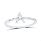 10K White Gold Diamond Gift Initial "A" Ring 1/6 Cttw - Splendid Jewellery