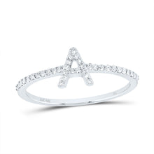 Load image into Gallery viewer, 10K White Gold Diamond Gift Initial "A" Ring 1/6 Cttw - Splendid Jewellery