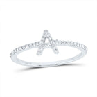 10K White Gold Diamond Gift Initial "A" Ring 1/6 Cttw - Splendid Jewellery