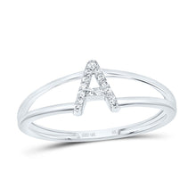 Load image into Gallery viewer, 10K White Gold Diamond Gift Initial "A" Women's Ring 1/20 Cttw - Splendid Jewellery