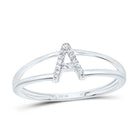 10K White Gold Diamond Gift Initial "A" Women's Ring 1/20 Cttw - Splendid Jewellery