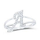 10K White Gold Diamond Gift Initial "A" Women's Ring 1/5 Cttw - Splendid Jewellery