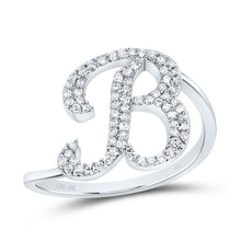 Load image into Gallery viewer, 10K White Gold Diamond Gift Initial "B" Ring 1/4 Cttw - Splendid Jewellery