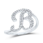 10K White Gold Diamond Gift Initial "B" Ring 1/4 Cttw - Splendid Jewellery