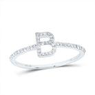 10K White Gold Diamond Gift Initial "B" Ring 1/6 Cttw - Splendid Jewellery