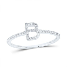 Load image into Gallery viewer, 10K White Gold Diamond Gift Initial "B" Ring 1/6 Cttw - Splendid Jewellery