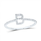 10K White Gold Diamond Gift Initial "B" Ring 1/6 Cttw - Splendid Jewellery