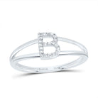 10K White Gold Diamond Gift Initial "B" Women's Ring 1/20 Cttw - Splendid Jewellery