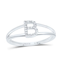 Load image into Gallery viewer, 10K White Gold Diamond Gift Initial "B" Women's Ring 1/20 Cttw - Splendid Jewellery