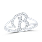 10K White Gold Diamond Gift Initial "B" Women's Ring 1/5 Cttw - Splendid Jewellery