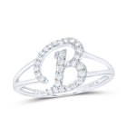 10K White Gold Diamond Gift Initial "B" Women's Ring 1/5 Cttw - Splendid Jewellery
