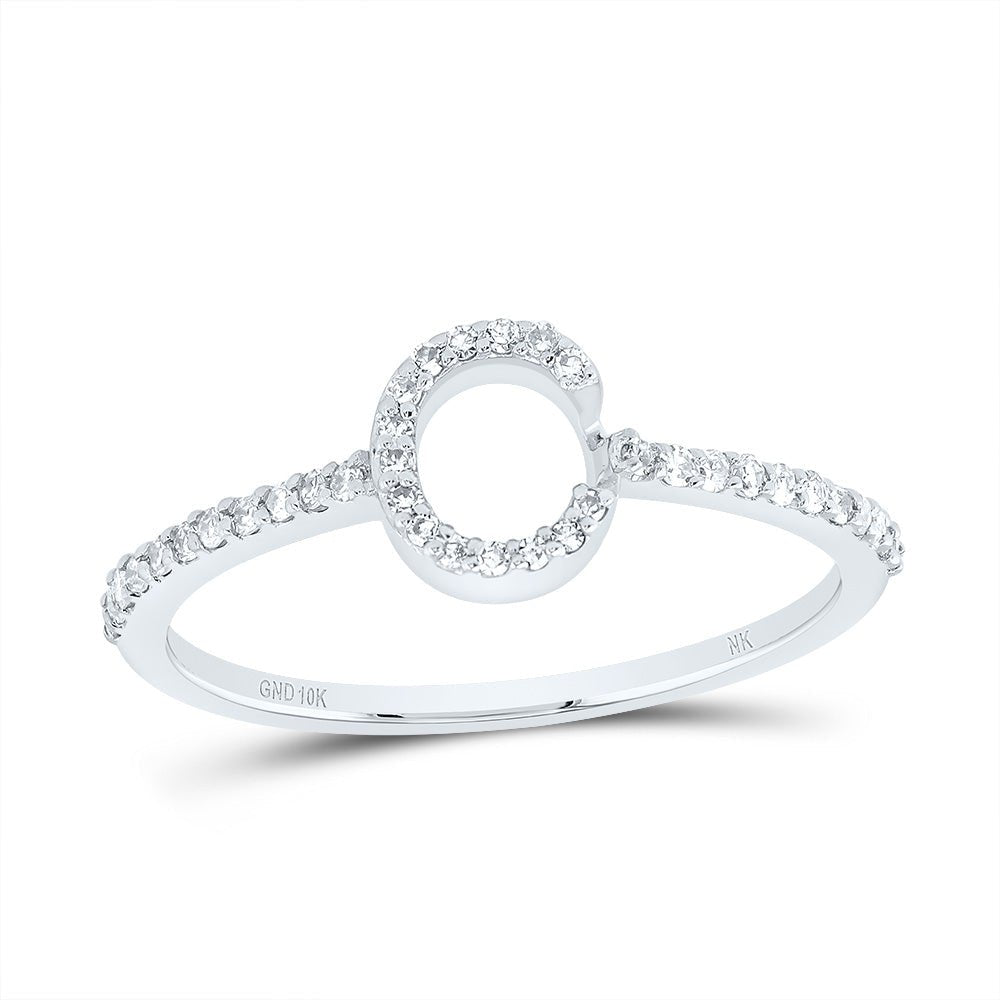 10K White Gold Diamond Gift Initial "C" Ring 1/6 Cttw - Splendid Jewellery