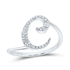 10K White Gold Diamond Gift Initial "C" Ring 1/8 Cttw - Splendid Jewellery