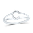 10K White Gold Diamond Gift Initial "C" Women's Ring 1/20 Cttw - Splendid Jewellery