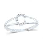 10K White Gold Diamond Gift Initial "C" Women's Ring 1/20 Cttw - Splendid Jewellery