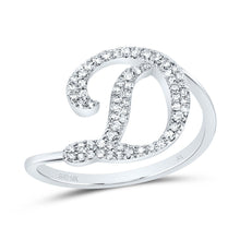 Load image into Gallery viewer, 10K White Gold Diamond Gift Initial "D" Ring 1/5 Cttw - Splendid Jewellery