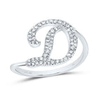 10K White Gold Diamond Gift Initial "D" Ring 1/5 Cttw - Splendid Jewellery