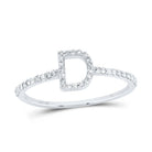 10K White Gold Diamond Gift Initial "D" Ring 1/6 Cttw - Splendid Jewellery