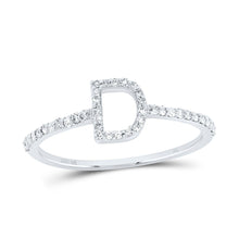 Load image into Gallery viewer, 10K White Gold Diamond Gift Initial "D" Ring 1/6 Cttw - Splendid Jewellery