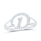 10K White Gold Diamond Gift Initial "D" Women's Ring 1/6 Cttw - Splendid Jewellery