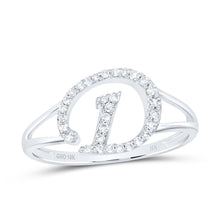 Load image into Gallery viewer, 10K White Gold Diamond Gift Initial "D" Women's Ring 1/6 Cttw - Splendid Jewellery