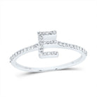 10K White Gold Diamond Gift Initial "E" Ring 1/6 Cttw - Splendid Jewellery