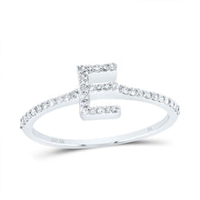 Load image into Gallery viewer, 10K White Gold Diamond Gift Initial "E" Ring 1/6 Cttw - Splendid Jewellery