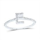 10K White Gold Diamond Gift Initial "E" Ring 1/6 Cttw - Splendid Jewellery