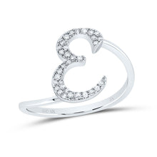 Load image into Gallery viewer, 10K White Gold Diamond Gift Initial "E" Ring 1/8 Cttw - Splendid Jewellery