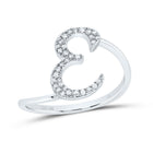 10K White Gold Diamond Gift Initial "E" Ring 1/8 Cttw - Splendid Jewellery