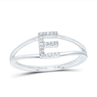 10K White Gold Diamond Gift Initial "E" Women's Ring 1/20 Cttw - Splendid Jewellery