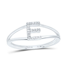 Load image into Gallery viewer, 10K White Gold Diamond Gift Initial "E" Women's Ring 1/20 Cttw - Splendid Jewellery